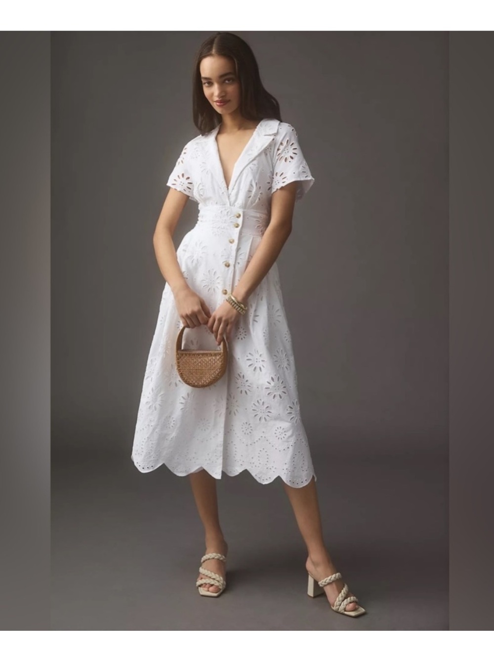 Mauve By Anthropologie Eyelet Midi
Shirt Dress